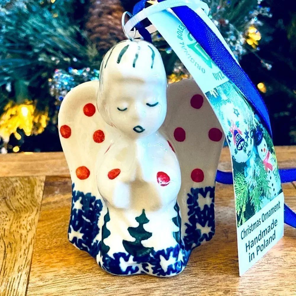NWT Boleslawiec Polish Pottery Angel Christmas Ornament